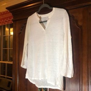 Talbots Petite 100% Linen Shirt White SZ S R1